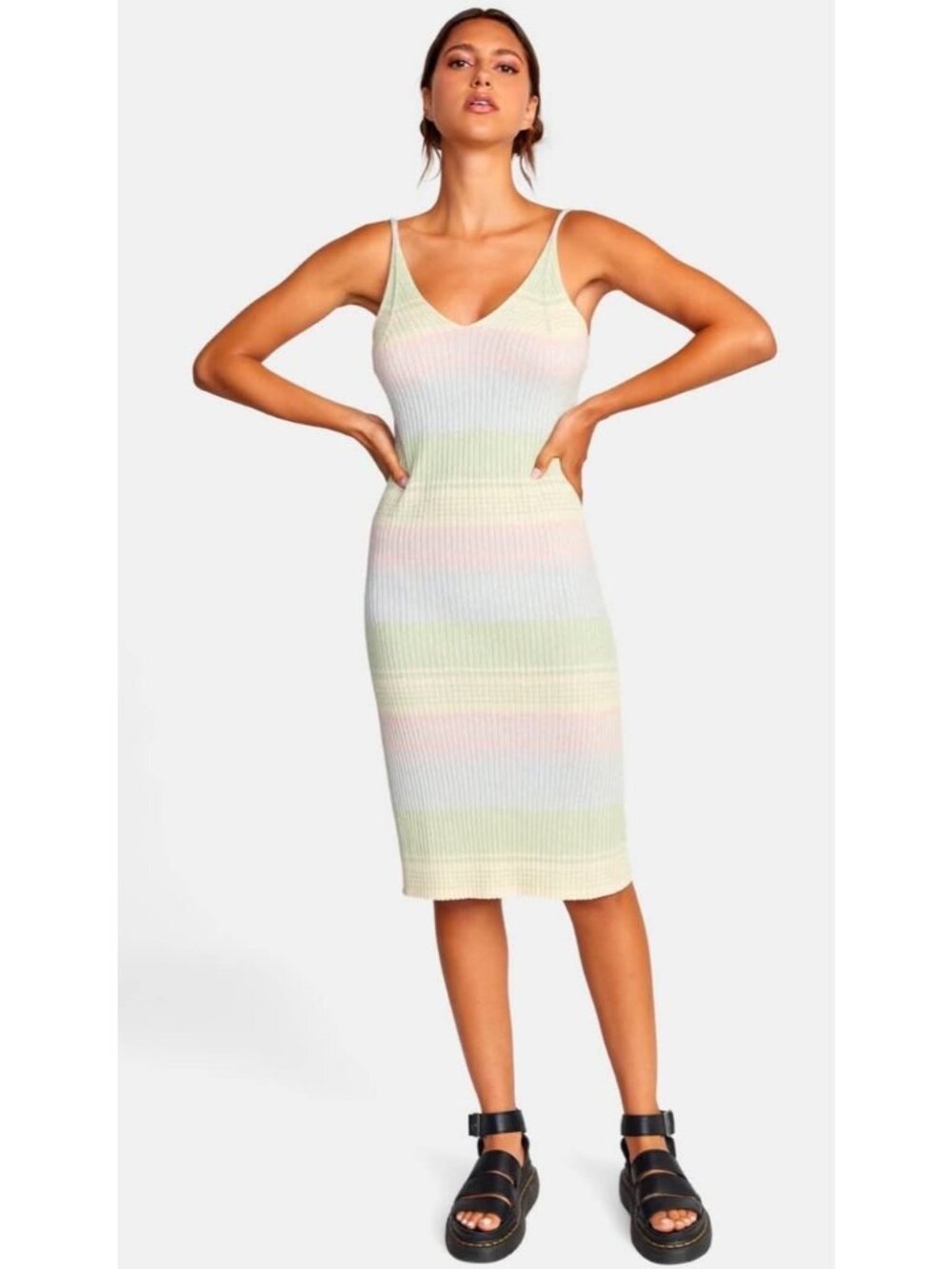 RVCA Women's Wildfire Dress Size Large Sleeveless Metallic Thread Stretchy NWT